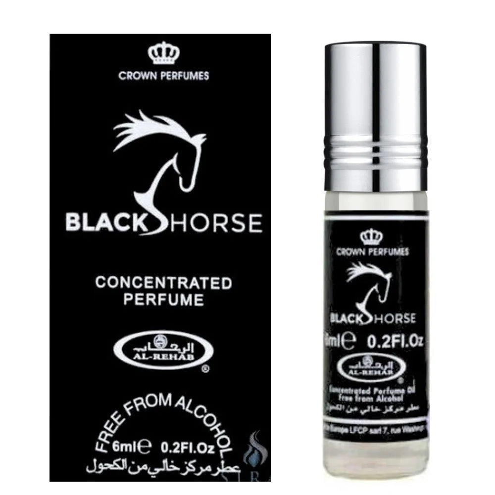Parfumolie Black Horse met bloemige parfumolie Al-Rehab Parfumolie Black Horse