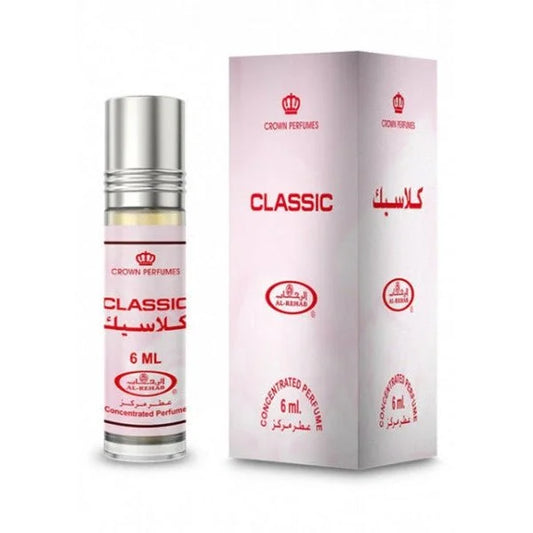 6ml roll-on Al-Rehab Parfumolie Classic met bloemige parfumgeurfamilie en bijpassende doos