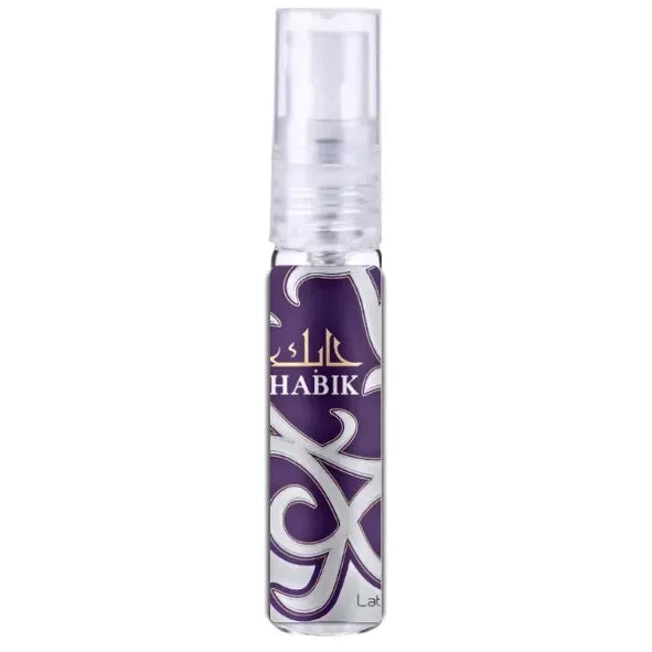 Paarse en zilveren Habik for Men-parfumsfles met verfijnd design