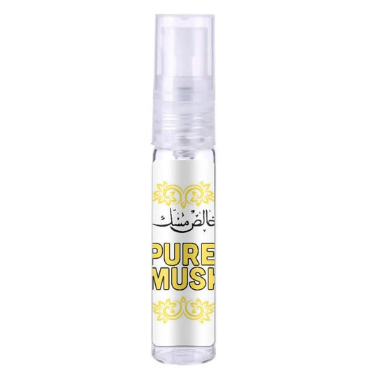 Lattafa Parfum Pure Musk 100ml glazen fles met witte dop en gele label