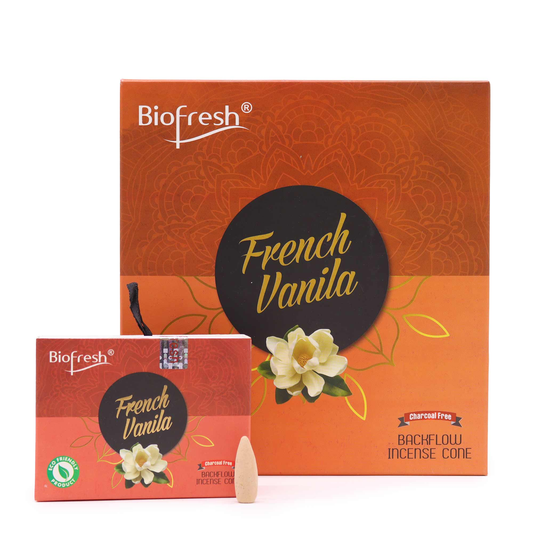 Biofresh Franse Vanille – Backflow-wierookkegels (40 stuks)