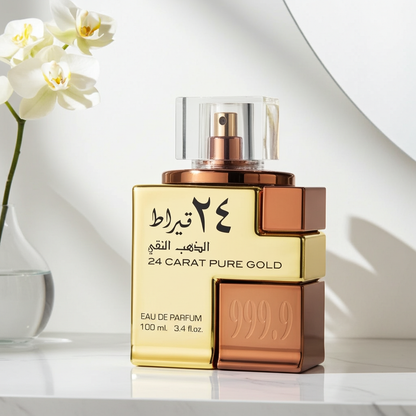 Botella con atomizador de oro puro de 24 quilates para perfume Lattafa