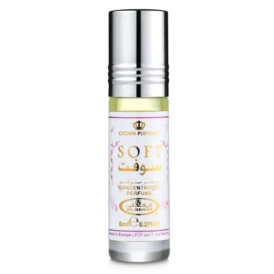 Zilveren parfumroller van Al Rehab Parfumolie Soft met parfumolie top geur