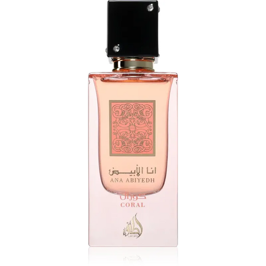Ana Abiyedh Coral parfumfles met zwarte dop en gouden design