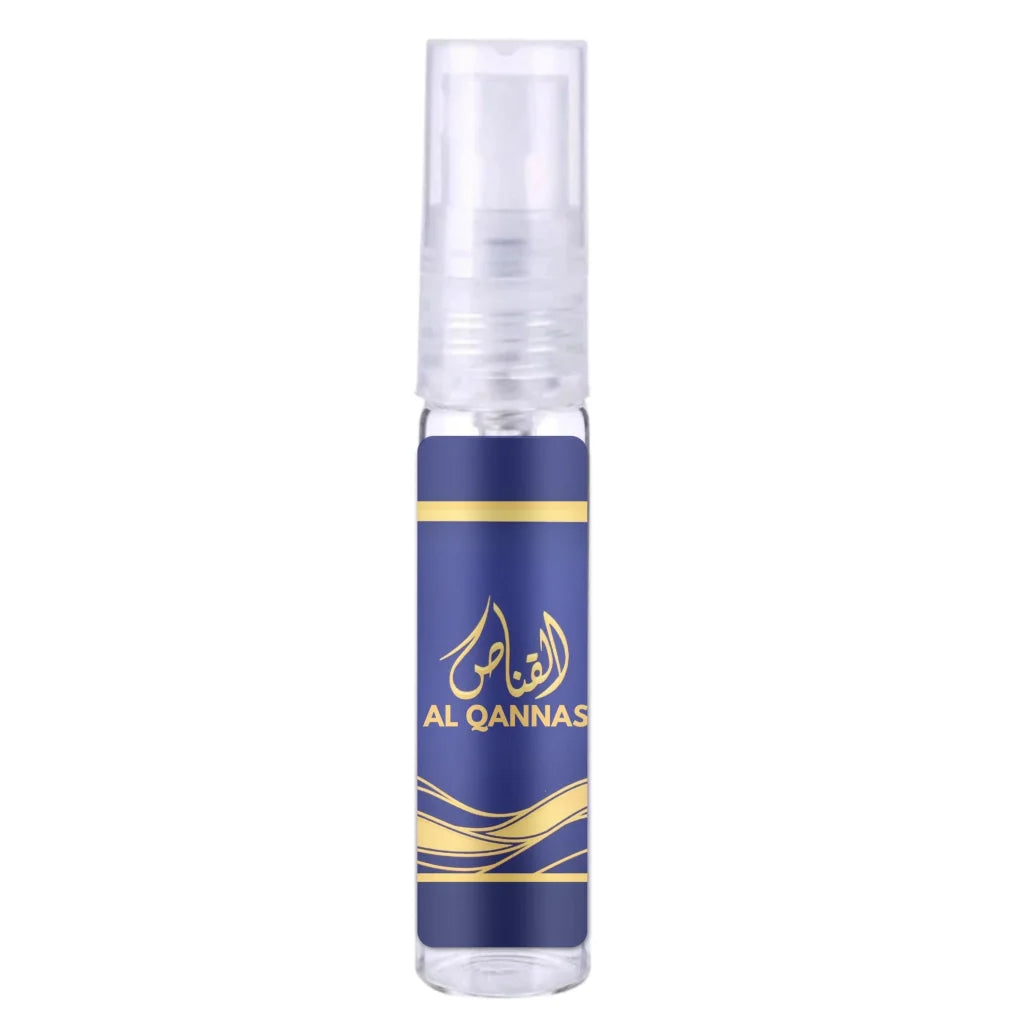 Blauw glazen Zaafaran parfumflesje met gouden accents, Arabische parfum en parfumolie