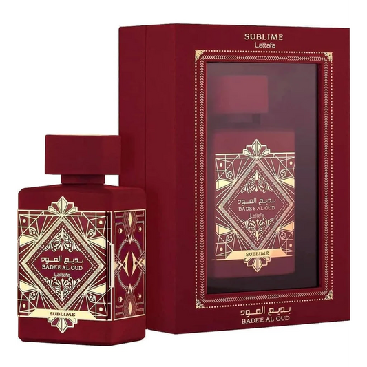Oud Sublime parfumflesje met goud Art Deco ontwerp voor Salepify app, sold out powered