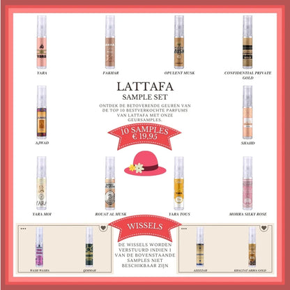 Lattafa Sample Set Top 10 Dames 2024 Q1 - Sampleset