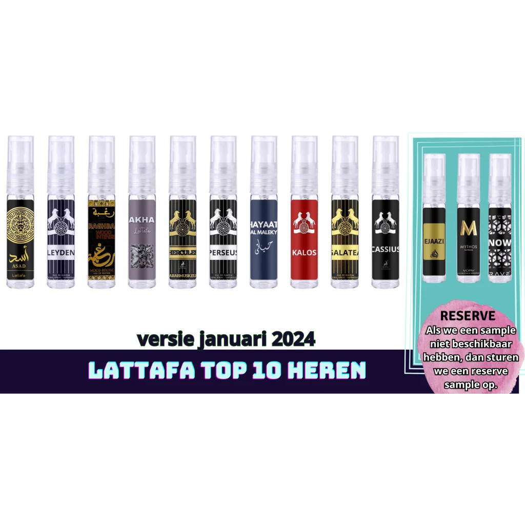 Lattafa Sample Set Top 10 Heren 2024 Q1 - Sampleset