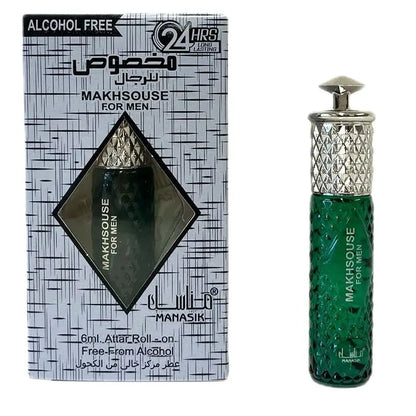 Emerald groene geribbelde glazen rollerball parfumfles met zilveren diamantpatroon dop makhsouse parfumolie voor mannen van manasik
