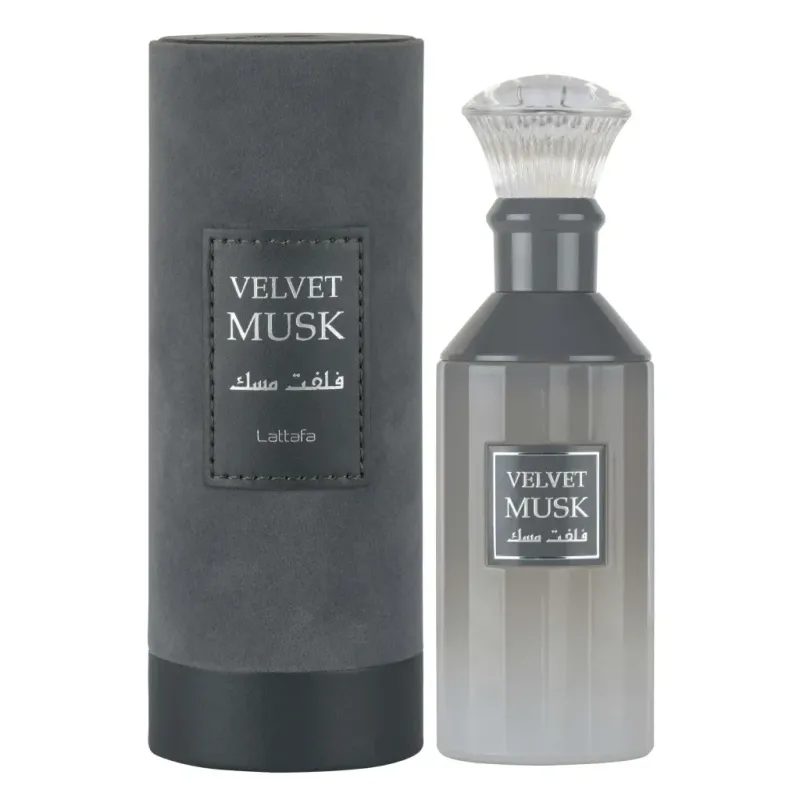 Elegante Velvet Musk-parfumfles met fluweelzwart en zilveren accenten
