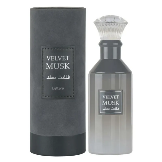 Elegante Velvet Musk-parfumfles met fluweelzwart en zilveren accenten